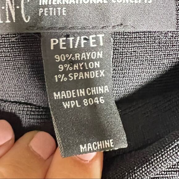 INC International Concepts Black straight pencil bandage skirt 4 petite 4P b102 - Picture 2 of 3